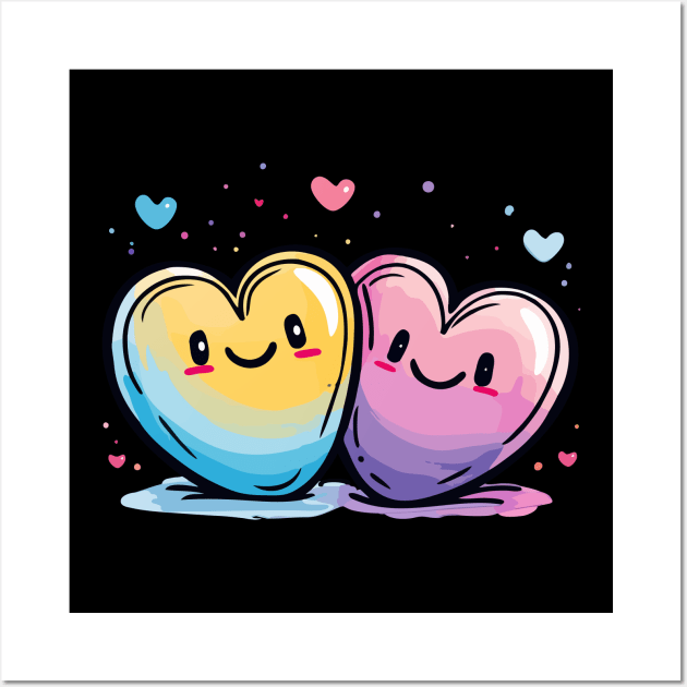 Two Hearts - Love Valentine's Day Lover Couple Cute Funny Wall Art by The Realm Within